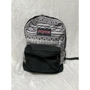 JanSport Kids Backpack Black White Patterned School‎ Travel Bag
